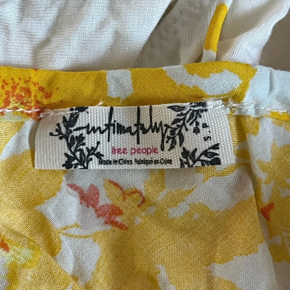NWT Free People Ivory Combo Yellow Floral Intimately Halter Bodysuit Size Small‎